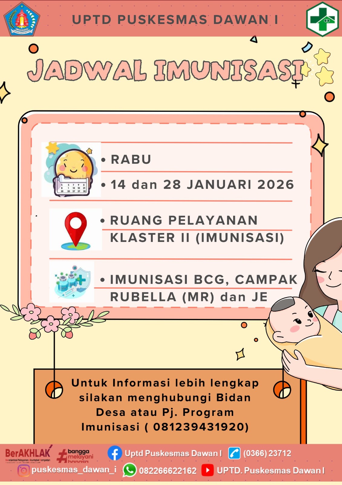 Buah Hati Sehat terlindung karena Imunisasi