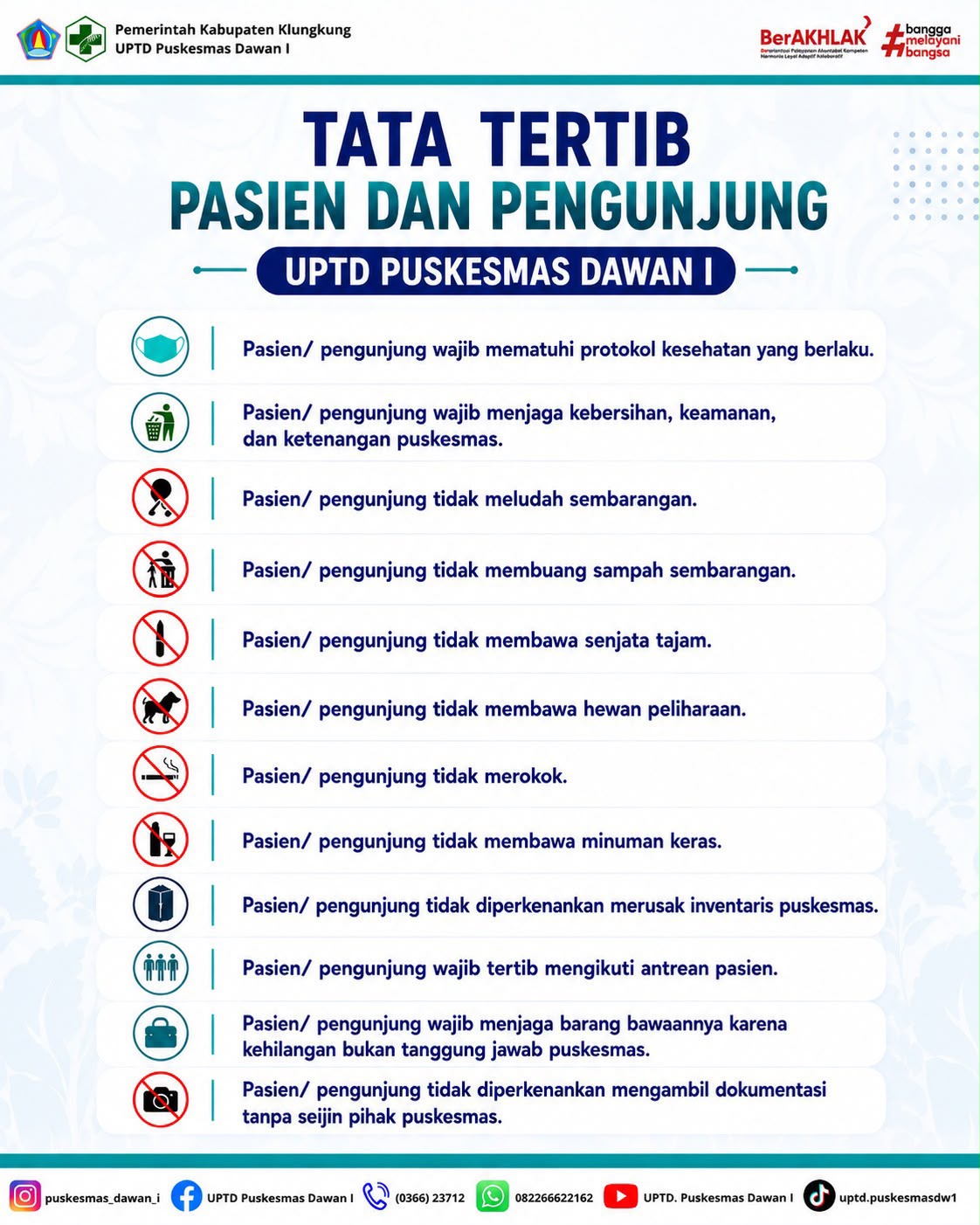 Tata Tertib Pasien dan Pengunjung UPTD Puskesmas Dawan I