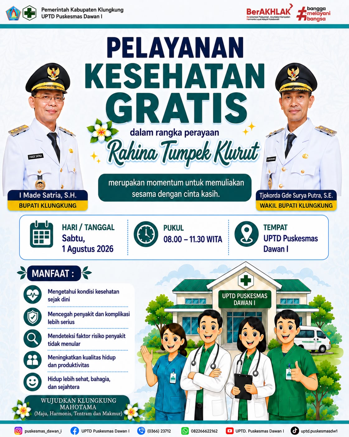 Cek Kesehatan Gratis (CKG) Rahina Tumpek Krulut di UPTD Puskesmas Dawan I